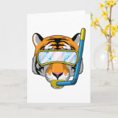 Tijger als duiker met snorkel kaart (Gele Bloem)
