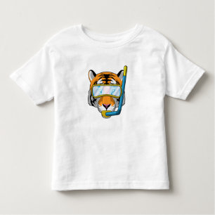 Tijger als duiker met Snorkel Kinder Shirts