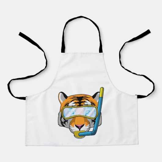 Tijger als duiker met Snorkel Schort (Voorkant)