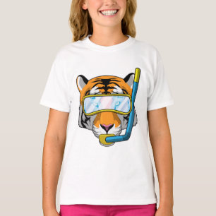 Tijger als duiker met Snorkel T-shirt