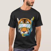 Tijger als duiker met Snorkel T-shirt (Voorkant)