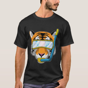 Tijger als duiker met Snorkel T-shirt