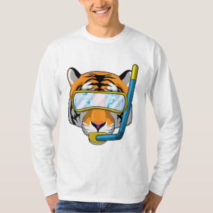 Tijger als duiker met Snorkel T-shirt