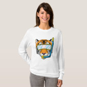 Tijger als duiker met Snorkel T-shirt (Voorkant volledig)