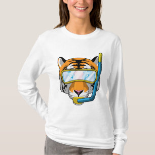 Tijger als duiker met Snorkel T-shirt