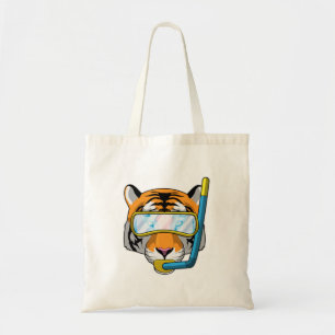 Tijger als duiker met Snorkel Tote Bag