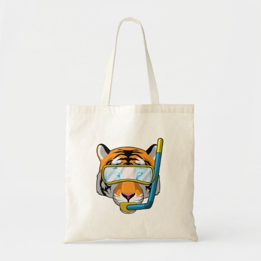 Tijger als duiker met Snorkel Tote Bag (Voorkant)
