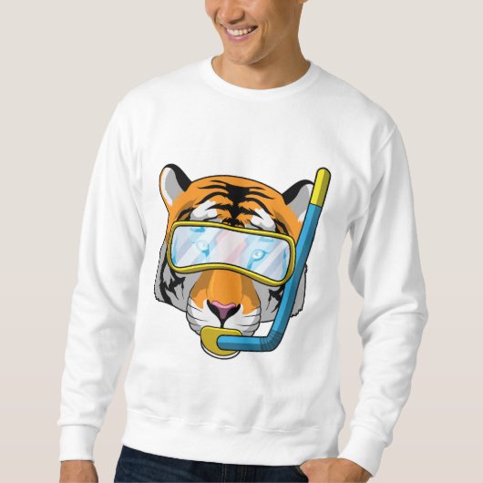 Tijger als duiker met Snorkel Trui (Voorkant)