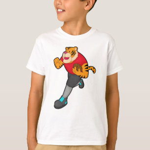 Tijger als Football speler met Football T-shirt