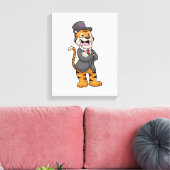 Tijger als gom met jasje en Pet Canvas Afdruk (Insitu (Woonkamer))