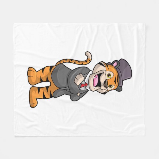 Tijger als gom met jasje en Pet Fleece Deken (Voorkant (Horizontaal))