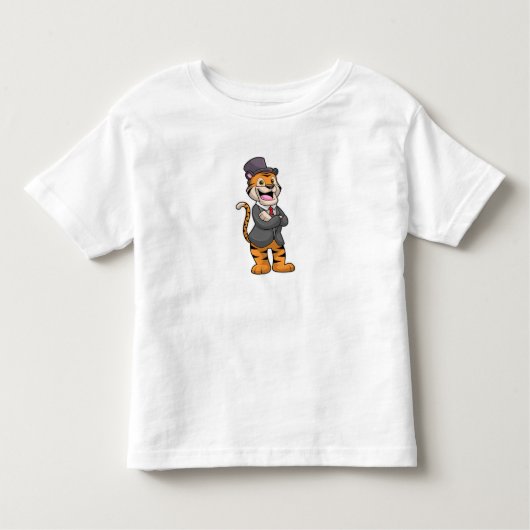 Tijger als gom met jasje en Pet Kinder Shirts (Voorkant)