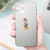 Tijger als gom met jasje en Pet Sticker (Telefoon)