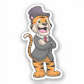 Tijger als gom met jasje en Pet Sticker (Voorkant)