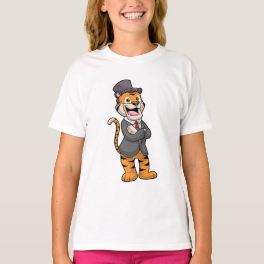 Tijger als gom met jasje en Pet T-shirt (Voorkant)