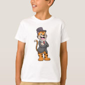 Tijger als gom met jasje en Pet T-shirt (Voorkant)