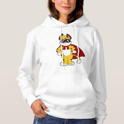 Tijger als Hero met Masker & Kaap Hoodie (Voorkant)
