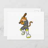 Tijger als honkbalspeler met honkbalknuppel briefkaart (Voorkant / Achterkant)