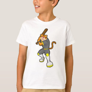 Tijger als honkbalspeler met honkbalknuppel t-shirt