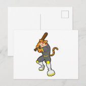 Tijger als honkbalspeler met honknbalbat briefkaart (Voorkant / Achterkant)