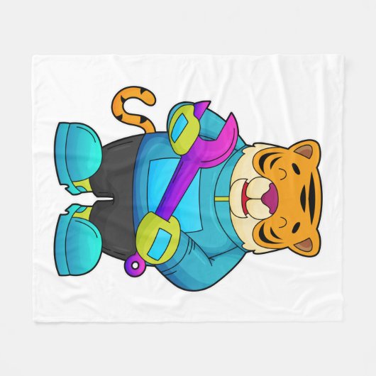 Tijger als mechanisch met moersleutel fleece deken (Voorkant (Horizontaal))