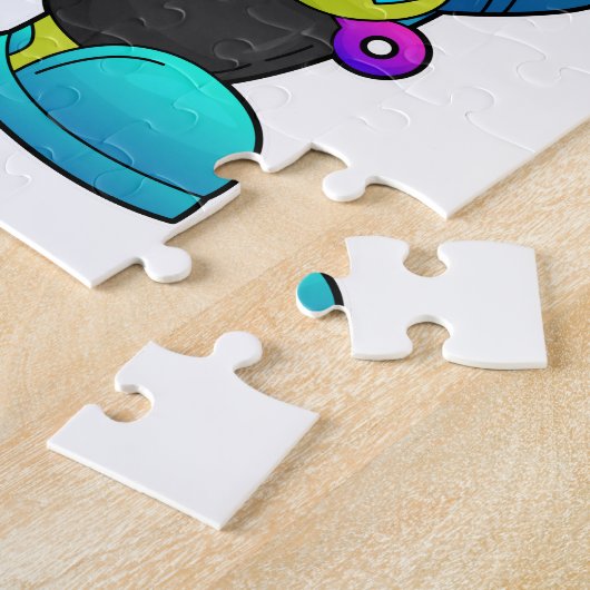 Tijger als mechanisch met moersleutel legpuzzel (Zijkant)