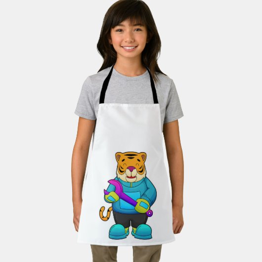 Tijger als mechanisch met moersleutel schort (Insitu)