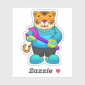 Tijger als mechanisch met moersleutel sticker (Vel)