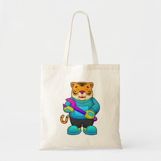 Tijger als mechanisch met moersleutel tote bag (Voorkant)