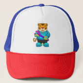 Tijger als mechanisch met moersleutel trucker pet (Voorkant)