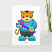 Tijger als monteur met sleutel kaart (Achterkant)