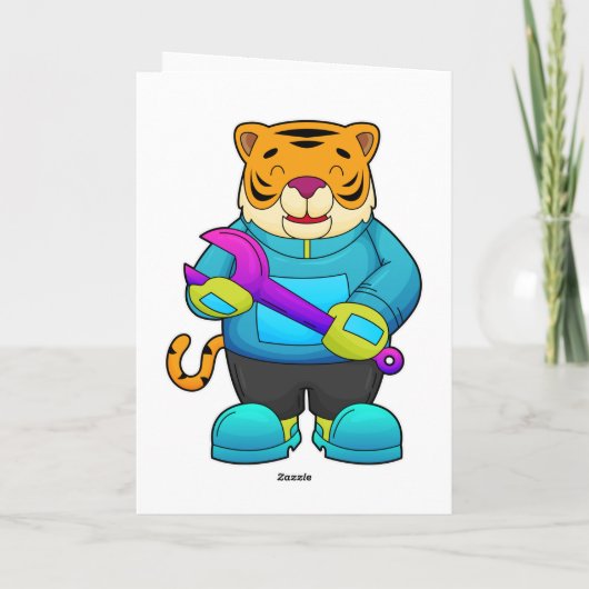 Tijger als monteur met sleutel kaart (Achterkant)