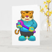 Tijger als monteur met sleutel kaart (Gele Bloem)