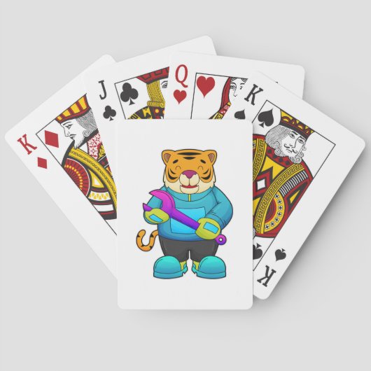 Tijger als monteur met sleutel pokerkaarten (Achterkant)