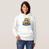 Tijger als Nerd met boek Hoodie (Voorkant volledig)