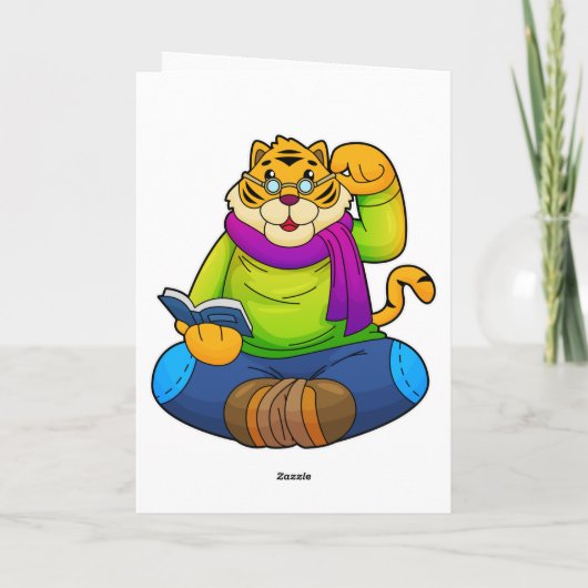 Tijger als Nerd met boek Kaart (Achterkant)