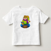 Tijger als Nerd met boek Kinder Shirts (Voorkant)