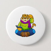 Tijger als Nerd met boek Ronde Button 7,6 Cm (Voorkant)