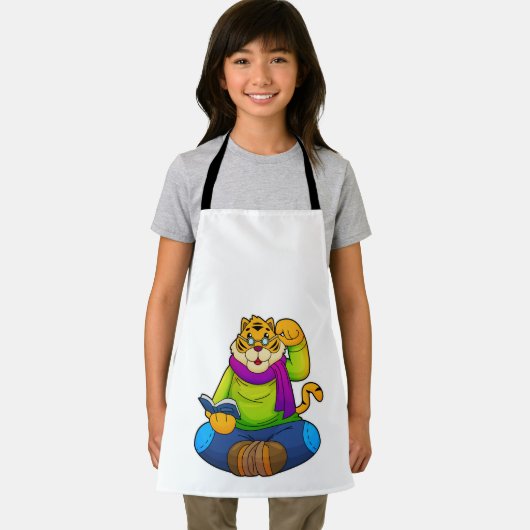 Tijger als Nerd met boek Schort (Insitu)