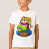 Tijger als Nerd met boek T-shirt (Voorkant)