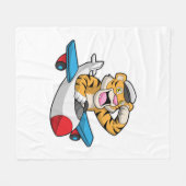 Tijger als piloot in het vliegtuig fleece deken (Voorkant (Horizontaal))