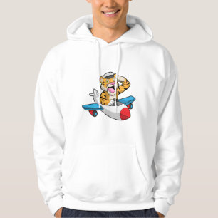 Tijger als piloot in het vliegtuig hoodie