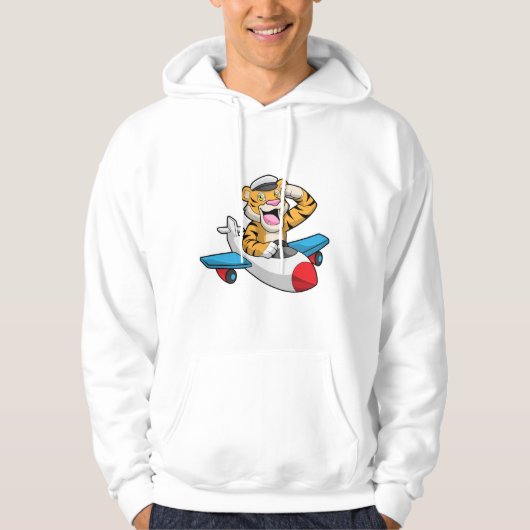 Tijger als piloot in het vliegtuig hoodie (Voorkant)