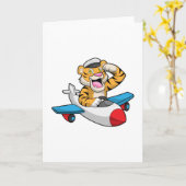 Tijger als piloot in het vliegtuig kaart (Gele Bloem)