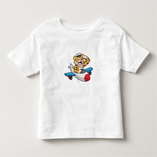 Tijger als piloot in het vliegtuig kinder shirts (Voorkant)