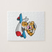 Tijger als piloot in het vliegtuig legpuzzel (Horizontaal)