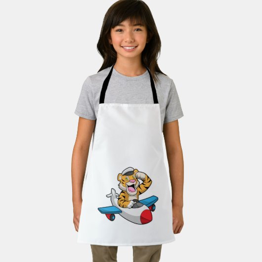 Tijger als piloot in het vliegtuig schort (Insitu)