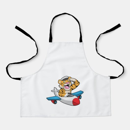 Tijger als piloot in het vliegtuig schort (Voorkant)