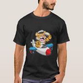 Tijger als piloot in het vliegtuig t-shirt (Voorkant)
