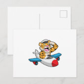 Tijger als piloot in vliegtuig briefkaart (Voorkant / Achterkant)